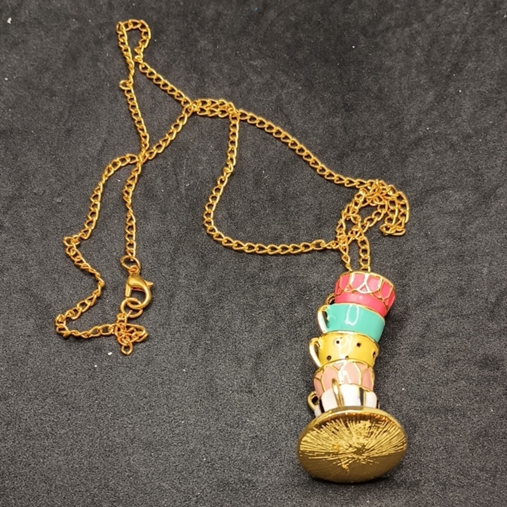 Stacked Teacup Pendant Necklace